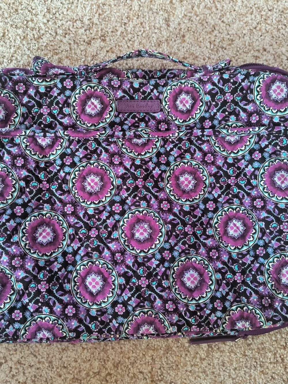 Vera Bradley Purple Medallion Quilted Electronics Case